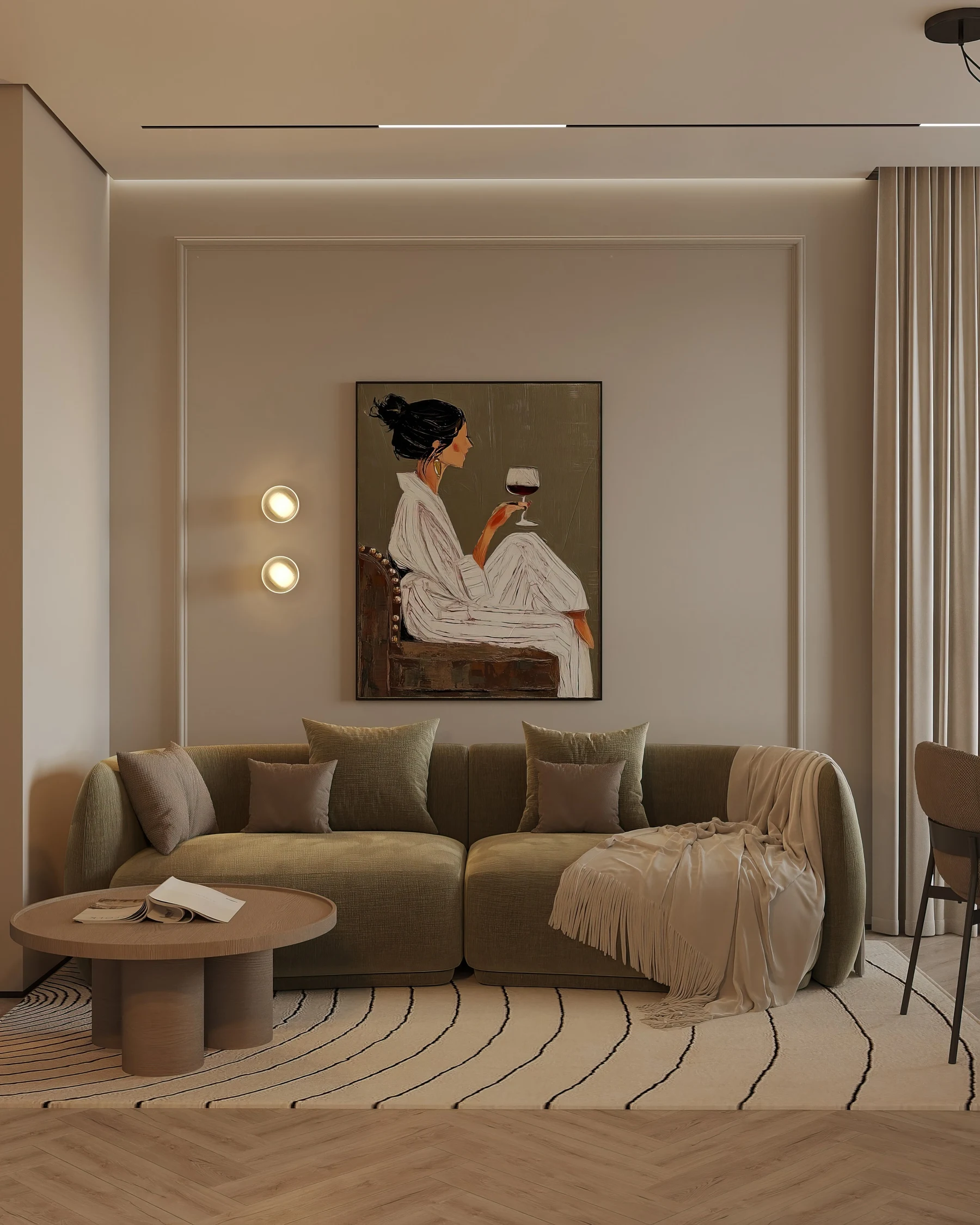 Уютная гостиная с настроением slow living 